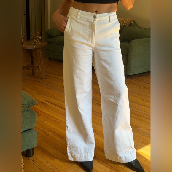 BCBGeneration Pants - BCBGeneration White Wide-Leg Trousers